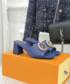 L * V Donkey Classic Water Diamond Buckle Strap Thick Heel SlippersInterpreting Summer Luxury W qtltk7rk
