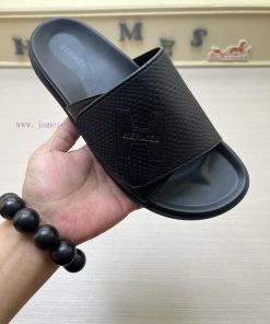 Hermes Official Website Latest Synchronized New Oran Leather Surface H Slippers Paris Original ggufo24p