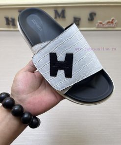 Hermes Official Website Latest Synchronized New Oran Leather Surface H Slippers Paris Original ysoihjz4