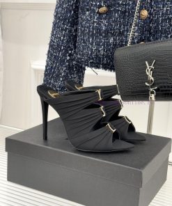 Saint Laurent YSL Saint Laurent 26WF New ProductRhinestone Buckle Sexy Silk Pointed Flat Bottom ih3d2pt6