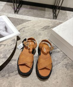 Prada 26 Spring/Summer New Cross Thick Bottom Sandals With The Upper Made Of Original Military lfb4k3xq