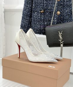 Christian Louboutin26WF New ProductMesh Rhinestone Pointed High HeelsEncountering Dazzling Rhin 1fcakcpz