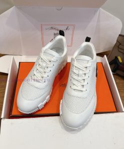 Men's 20 Couple's Hermes 26ss Early Spring White Shoes Embroidered And Perforated With Last Des 6doib31c